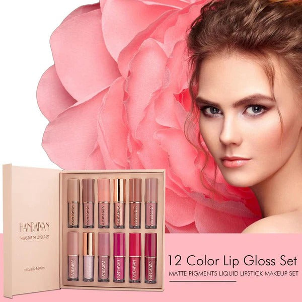 12-Shade Lipstick Set - Handaiyan™ Smudge Proof Velvet Matte Liquid Lipstick - Waterproof, Long-lasting, non-sticky formula